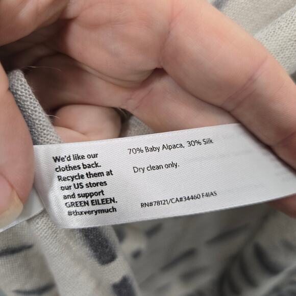 Eileen Fisher Alpaca Silk Open Front Drape Tie Dye Cardigan Size MP - Picture 5 of 6